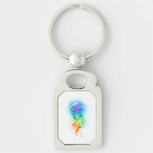 Rainbow jellyfish key ring