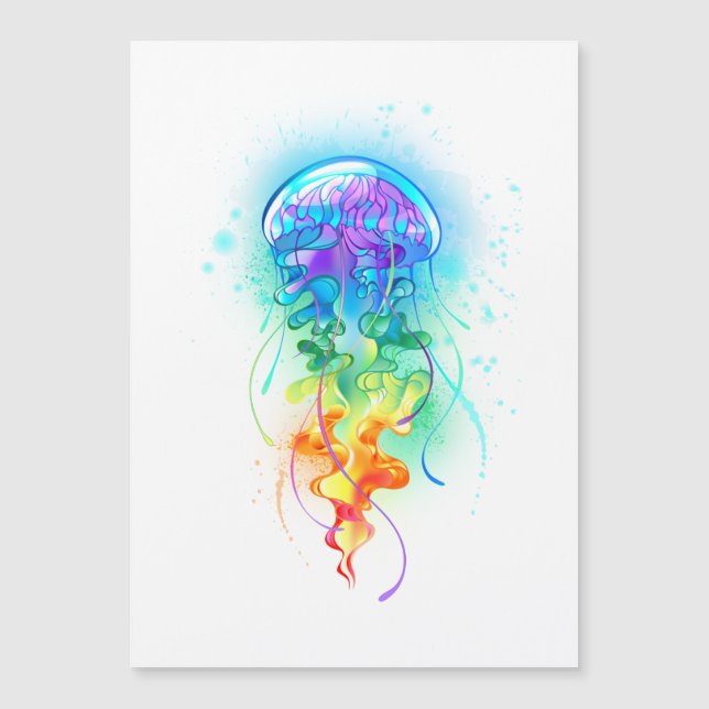 Rainbow jellyfish magnetic invitation (Front)