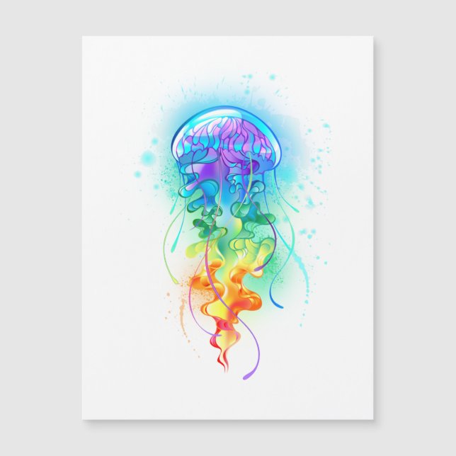 Rainbow jellyfish magnetic invitation (Front)
