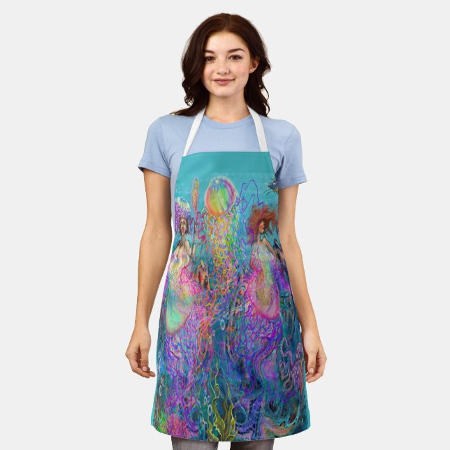 Rainbow Jellyfish Mermaid Prom Dresses Apron (Worn)