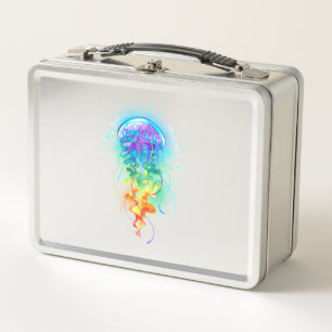 Rainbow jellyfish metal lunch box