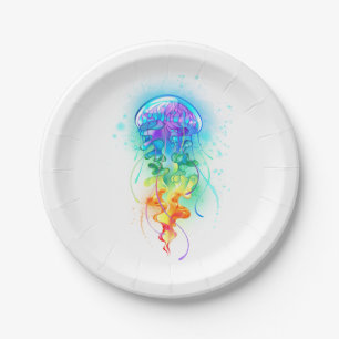 Rainbow jellyfish paper plate