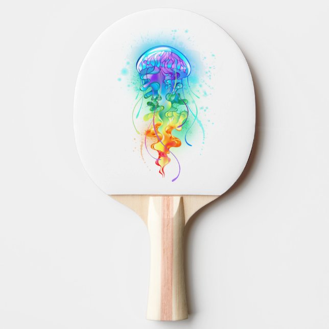 Rainbow jellyfish ping pong paddle (Front)