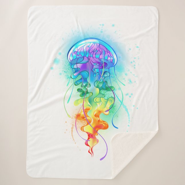 Rainbow jellyfish sherpa blanket (Front)