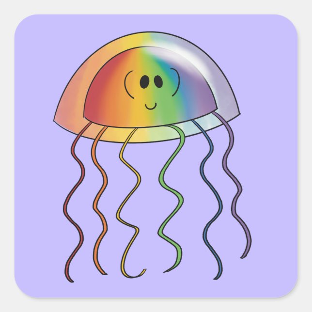 Rainbow jellyfish square sticker (Front)