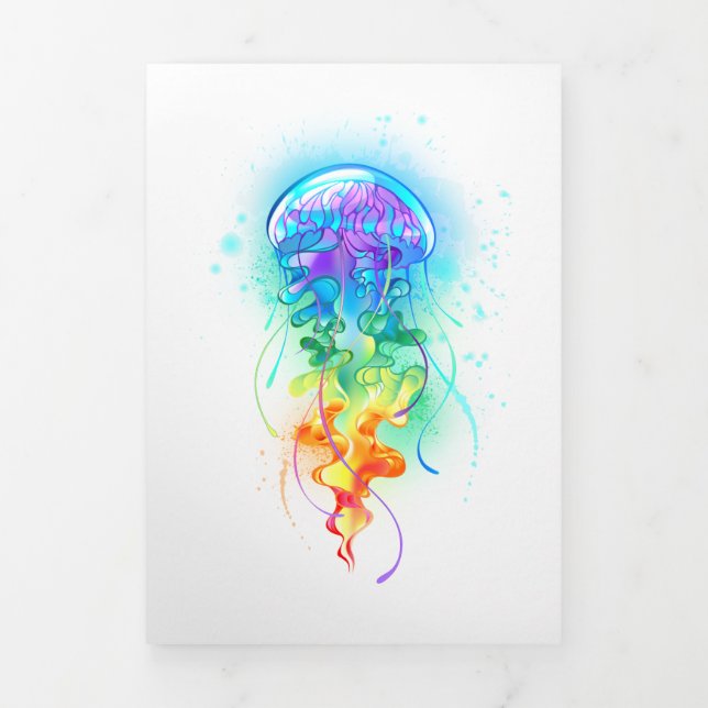 Rainbow jellyfish Tri-Fold card (Cover)