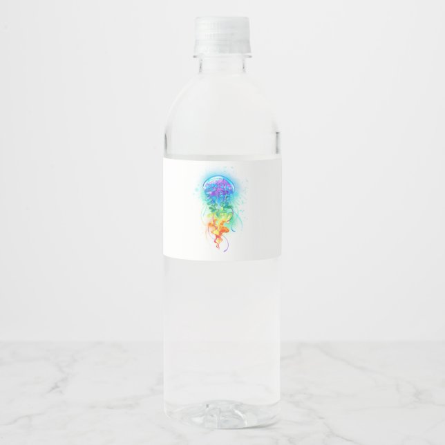 Rainbow jellyfish water bottle label (Front)