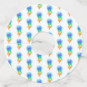 Rainbow jellyfish wine glass tag