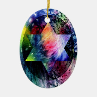 Rainbow Jewish Star Ceramic Tree Decoration
