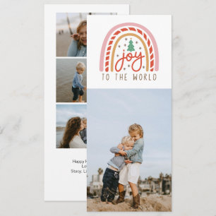 Rainbow Joy to the World 4 Photo Christmas Card