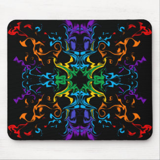 Rainbow Kaleidoscope Abstract Black Mouse Pad
