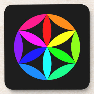 Rainbow Kaleidoscope Hard Plastic Coaster