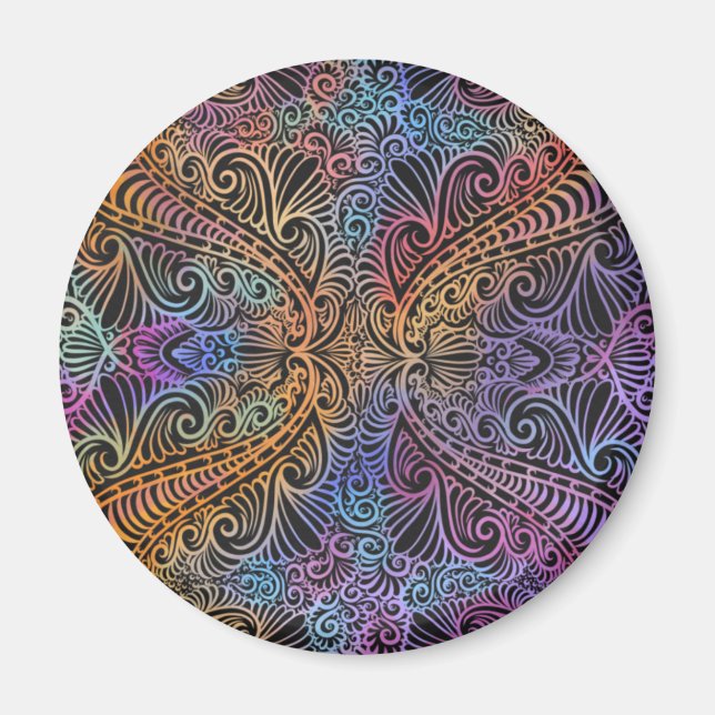 Rainbow Kaleidoscope Mandala Magnet (Front)