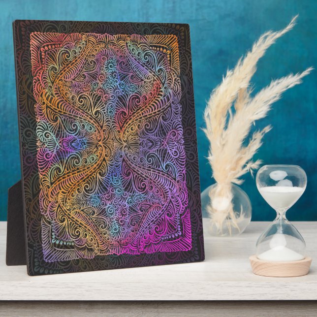 Rainbow Kaleidoscope Mandala Plaque (Side)