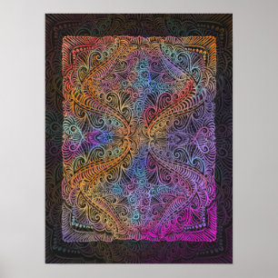 Rainbow Kaleidoscope Mandala Poster