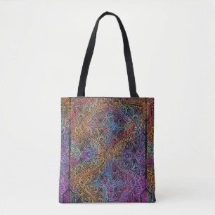 Rainbow Kaleidoscope Mandala Tote Bag