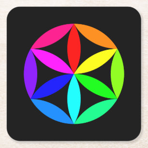 Rainbow Kaleidoscope Paper Coaster
