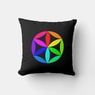 Rainbow Kaleidoscope Throw Pillow