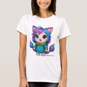 👉 Rainbow Kawaii Cat – Cute Chibi Pastel Design T-Shirt
