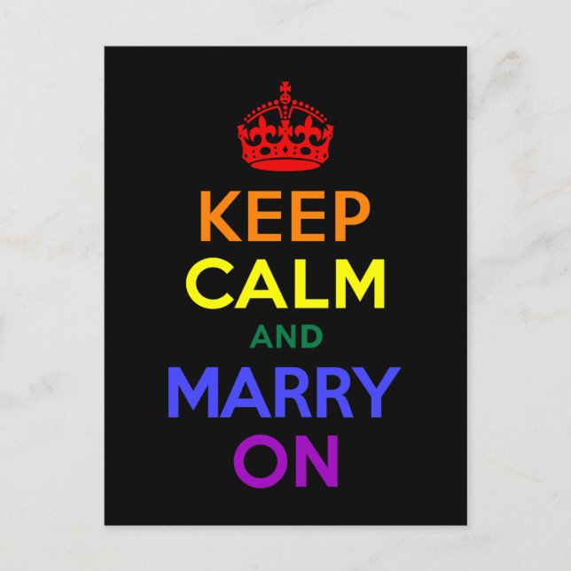 Rainbow Keep Calm and Marry On Postcard (Front)