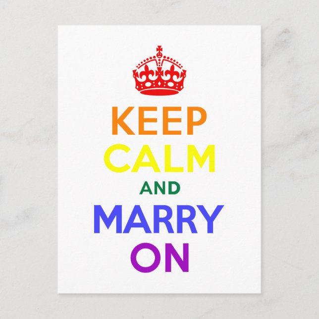 Rainbow Keep Calm and Marry On Postcard (Front)