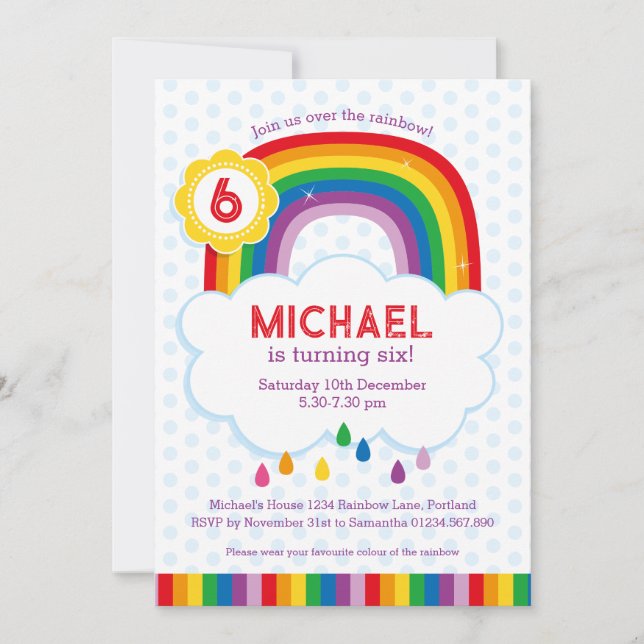 Rainbow Kids Birthday Party Invitation (Front)
