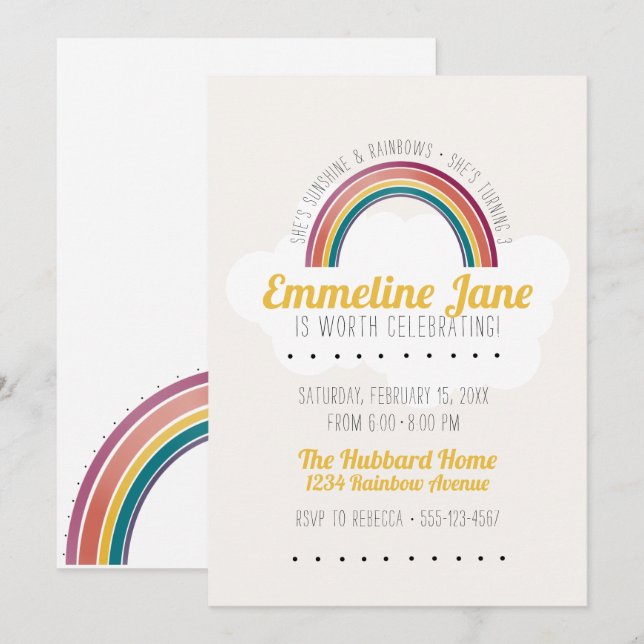 Rainbow Kids Birthday Party Invitation (Front/Back)