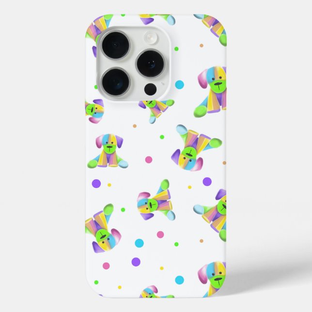 rainbow kids dog puppy polka dot bright fun colour Case-Mate iPhone case (Back)
