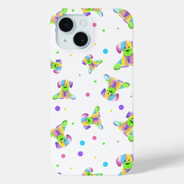 rainbow kids dog puppy polka dot bright fun colour Case-Mate iPhone case (Back)
