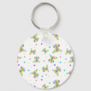 rainbow kids dog puppy polka dot bright fun colour key ring