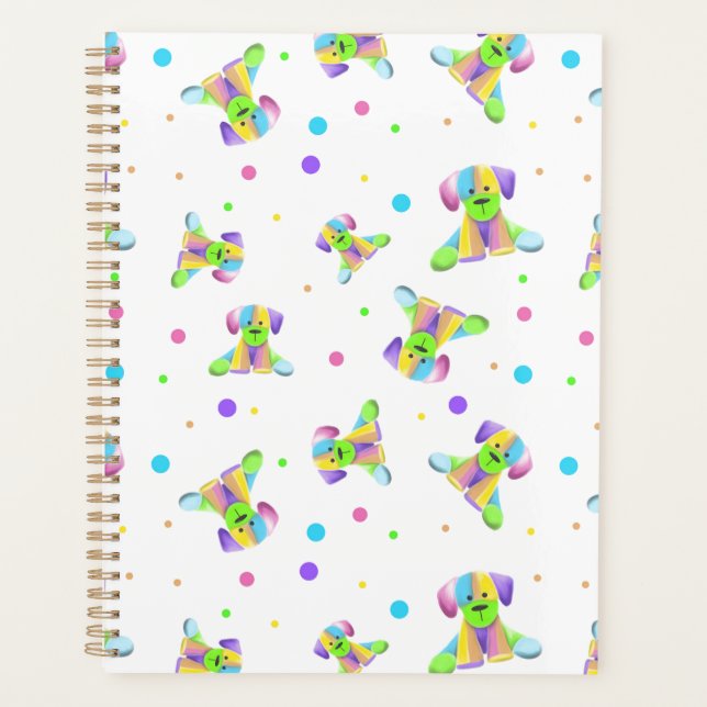 rainbow kids dog puppy polka dot bright fun colour planner (Front)