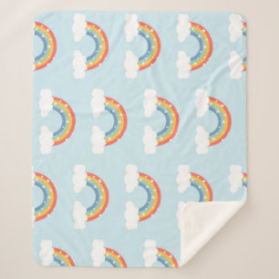 Rainbow Kids Pattern Sherpa Blanket