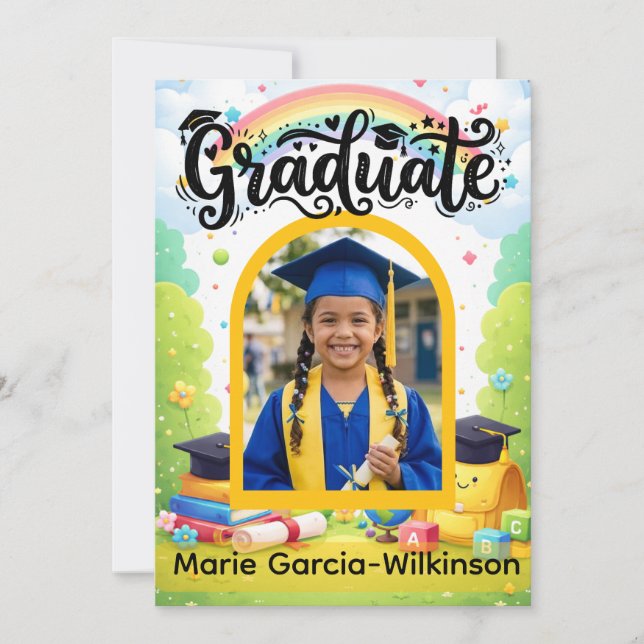 Rainbow Kindergarten Graduation Invitation (Front)
