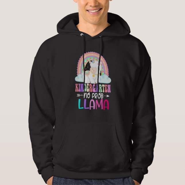 Rainbow Kindergarten No Prob Llama 100th Day of Sc Hoodie (Front)