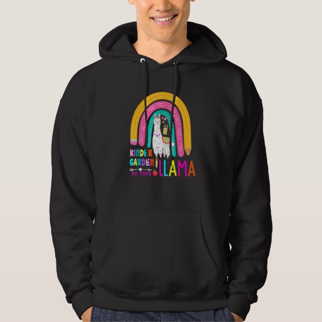 Rainbow Kindergarten No Prob Llama 100th Day of Sc Hoodie (Front)