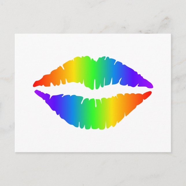 Rainbow Kiss, Colourful Lips Postcard (Front)