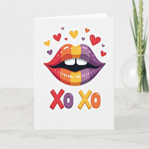 Rainbow Kiss Xoxo Love You Card
