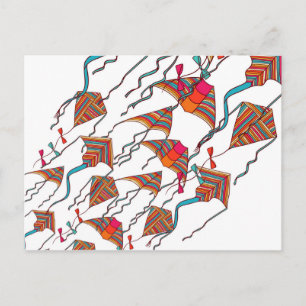 Rainbow Kite Pattern Postcard