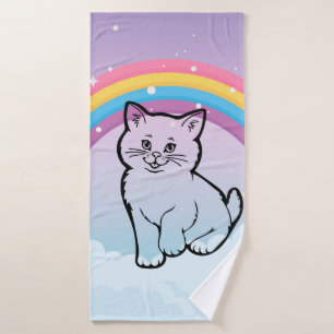 rainbow, kitten bath towel
