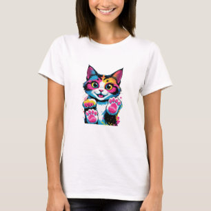 Rainbow Kitten Coquette Png Design, Colourful Cat T-Shirt