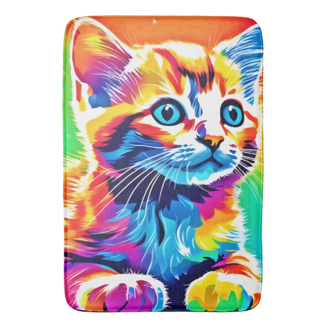 Rainbow Kitten Dreams Bath Mat (Front Vertical)