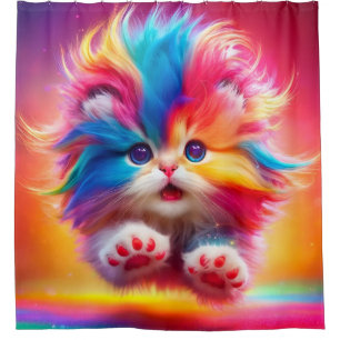 Rainbow Kitten Shower Curtain