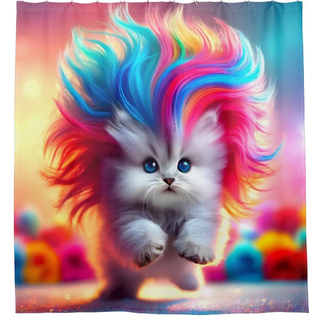 Rainbow Kitten Shower Curtain (Front)