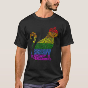 Rainbow Kitty Cat Mandala Lotus Flower Yoga Medita T-Shirt