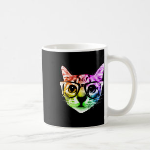 Rainbow Kitty Cat With Gles Coffee Mug