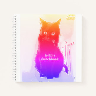 Rainbow Kitty customisable spiral sketchbook Notebook