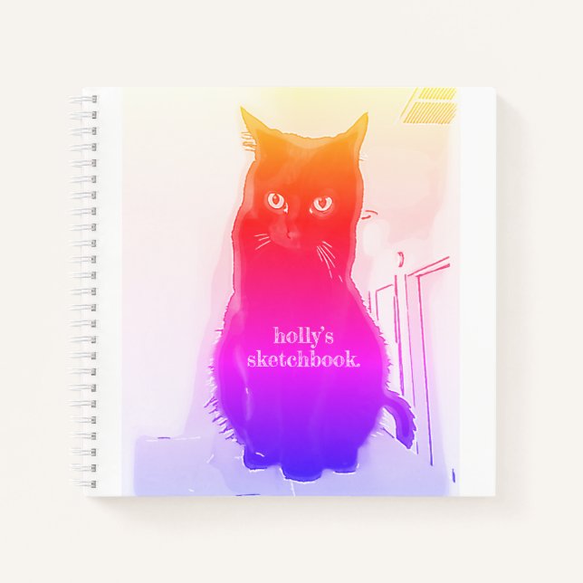 Rainbow Kitty customisable spiral sketchbook Notebook (Front)