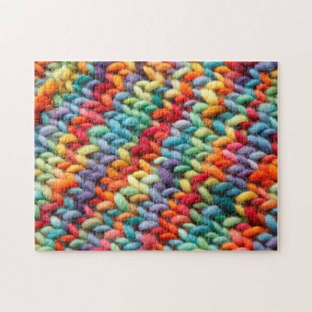 Rainbow Knit Fabric Knitting Jigsaw Puzzle (Horizontal)