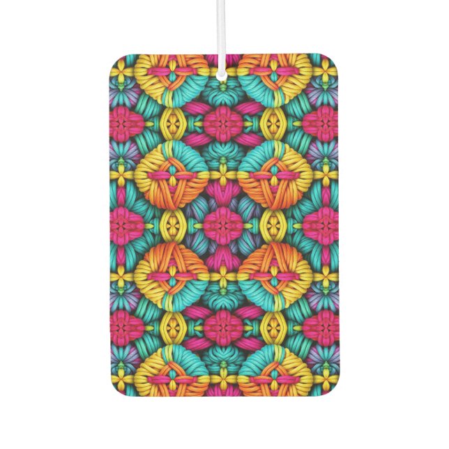 Rainbow Knitted Bloom Pattern Car Air Freshener (Front)