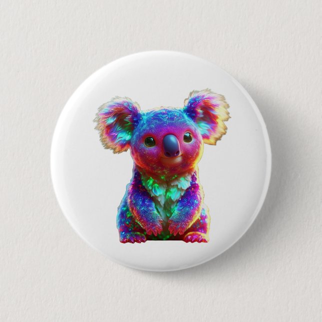Rainbow Koala Fantasy Art 6 Cm Round Badge (Front)